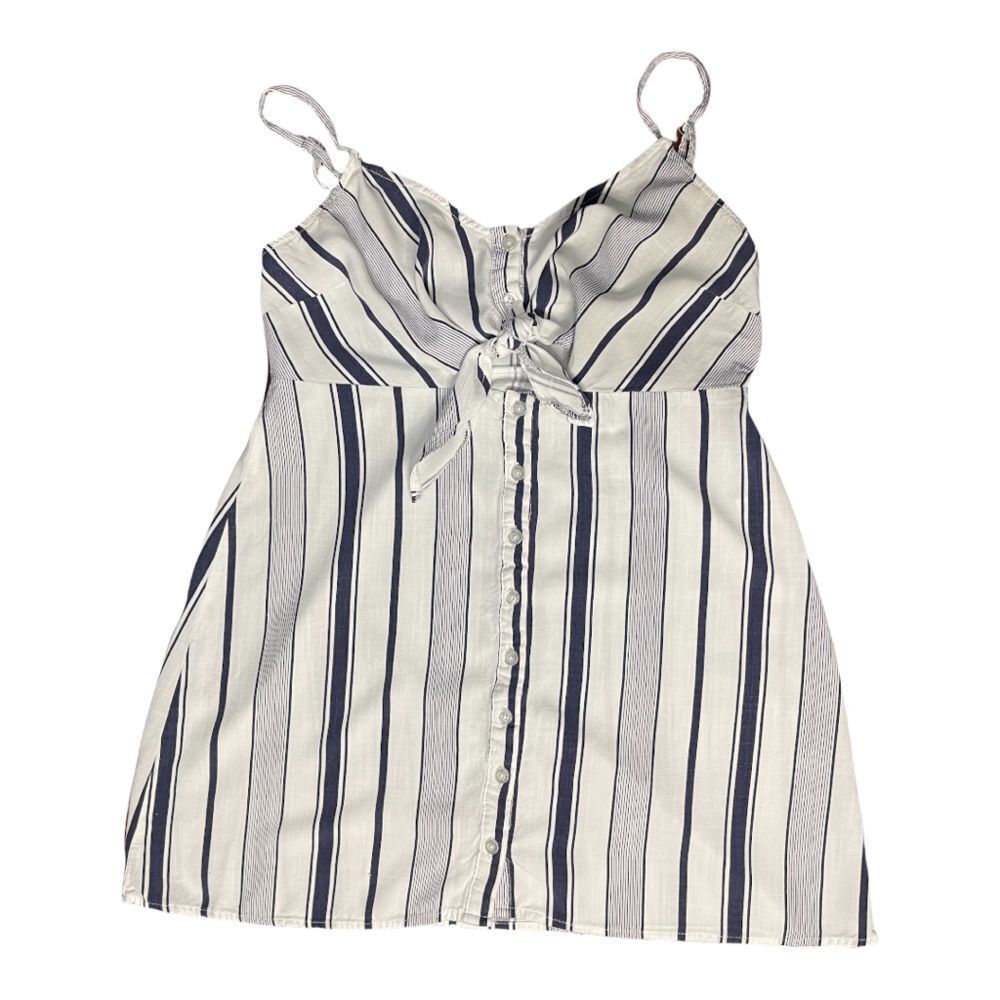 Lottie‎ MOSS BABYDOLL A-LINE TANK TOP STRIPED NAVY BLUE WHITE S